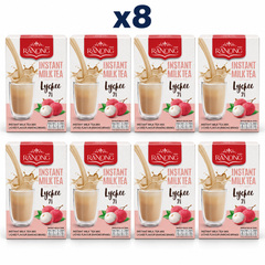 Ranong Tea milk tea lychee 140g — 8 sealed retail packs.