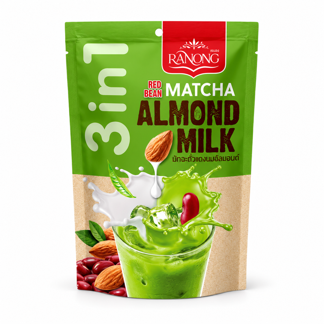 Ranong Tea Red Bean Matcha Almond Milk 140 g — Packs of 1, 2, 4 or 6 — package view