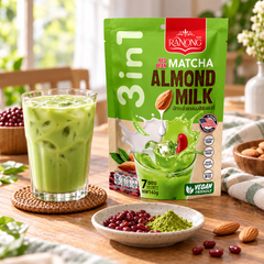 Ranong Tea Red Bean Matcha Almond Milk 140 g — Packs of 1, 2, 4 or 6 — illustrative serving suggestion