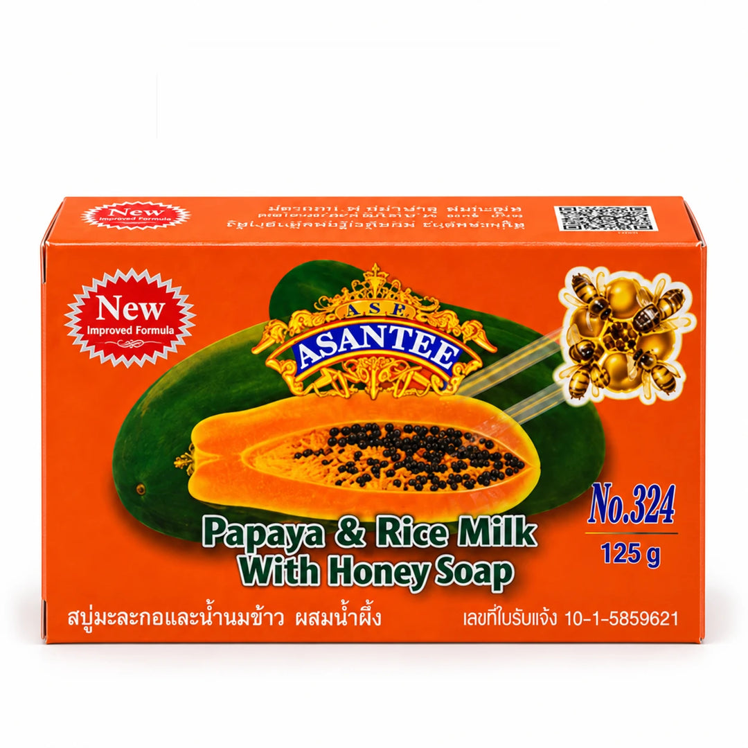 ASANTEE Papaya & Rice Milk with Honey Soap No.324 – 3 Bars × 125 g — product view