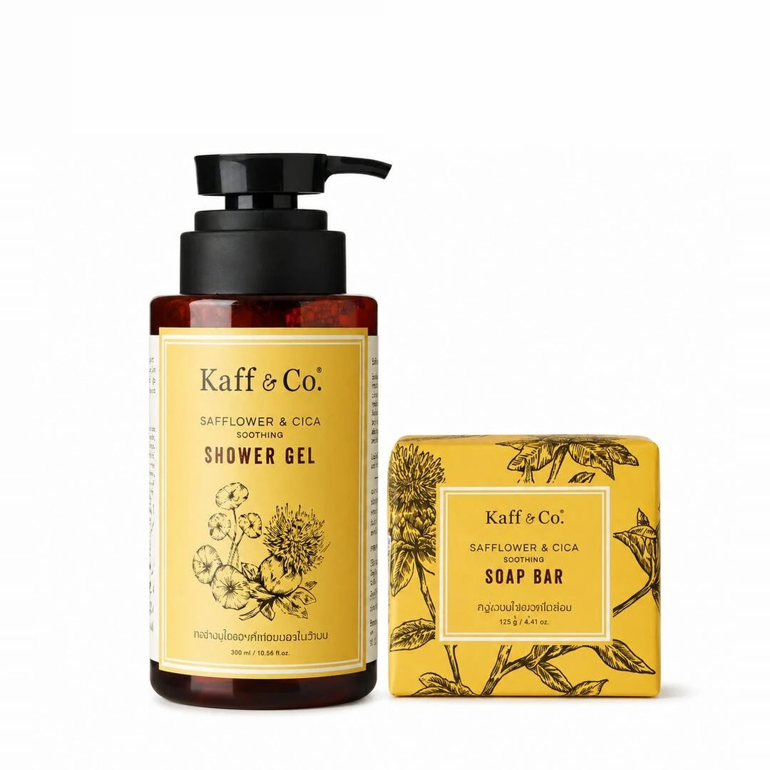 Kaff & Co Safflower & Cica Bath Set — Shower Gel 300 ml & Soap 125 g — 1 Set