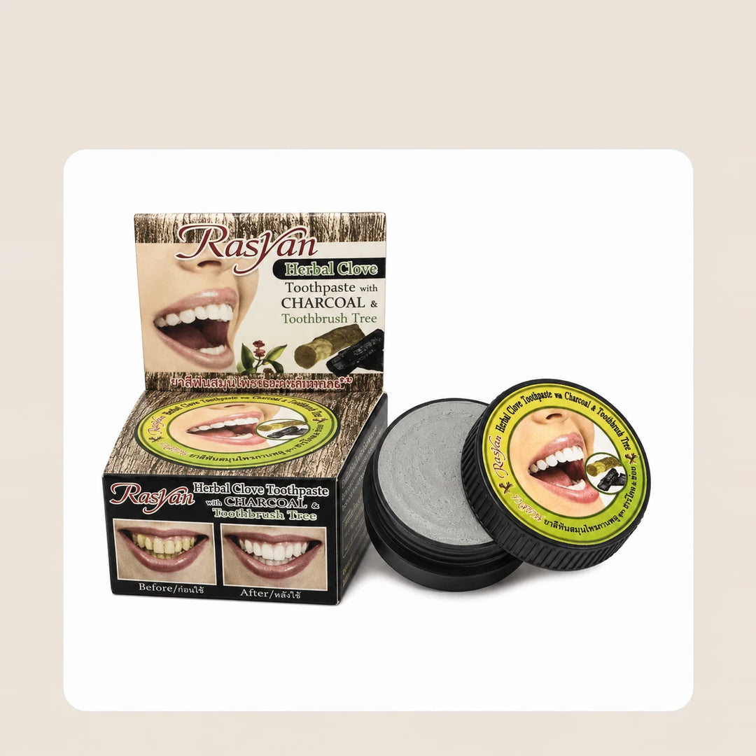 Rasyan Herbal Clove Toothpaste with Charcoal 25g – 6 or 12 Pack — product photograph