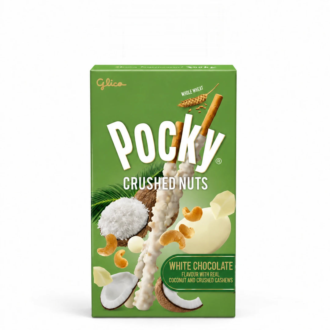 Glico Pocky Crushed Nuts White Chocolate Coconut & Cashews – 10 × 25 g — product cover