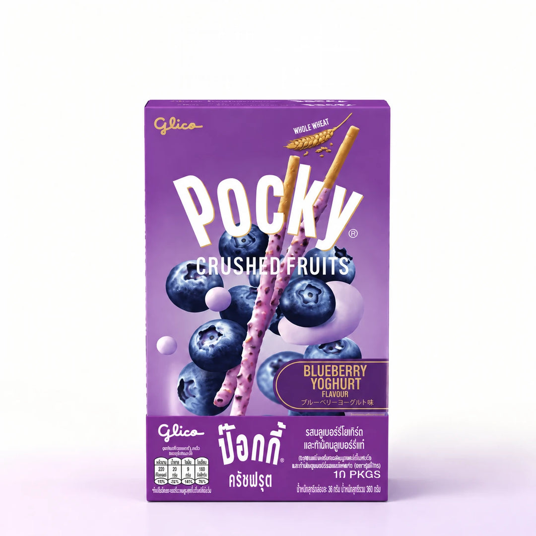 Glico Pocky Crushed Fruits Blueberry Yoghurt – 10 × 38 g — product cover