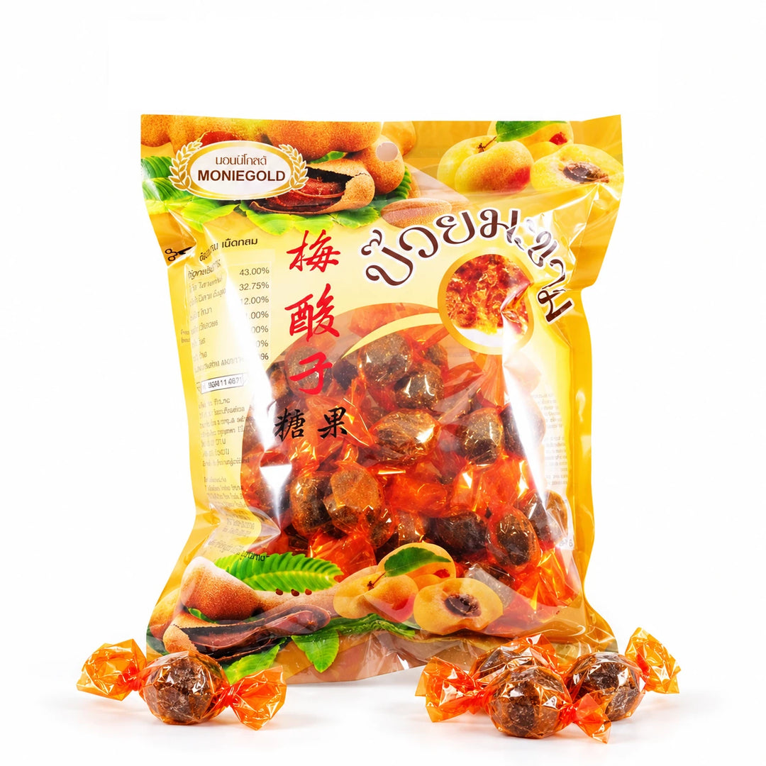 Moniegold Plum & Tamarind Ball Candy – 3 Bags × 150 g — product photograph