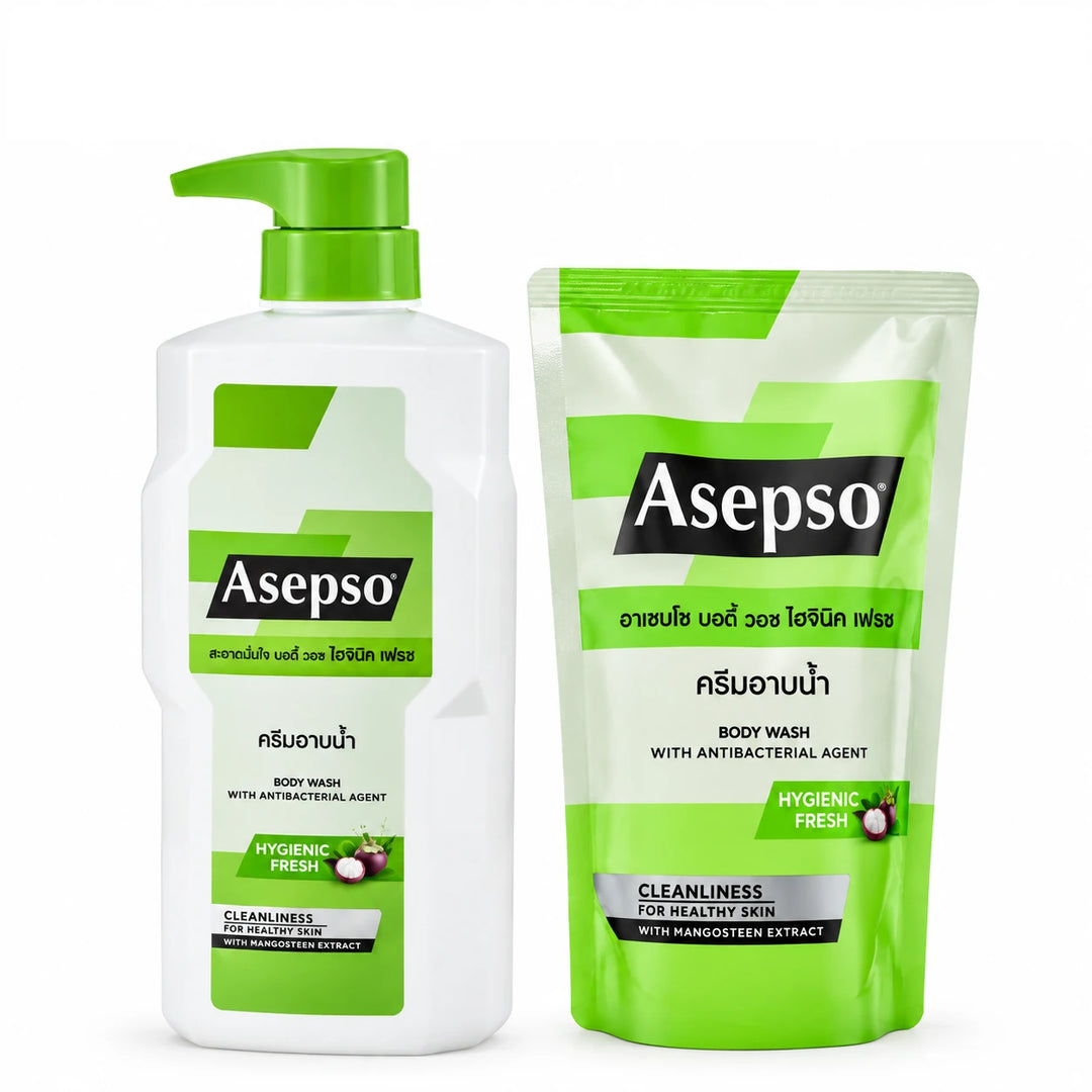 Asepso Hygienic Fresh Body Wash 450 ml + Refill 400 ml — product photograph