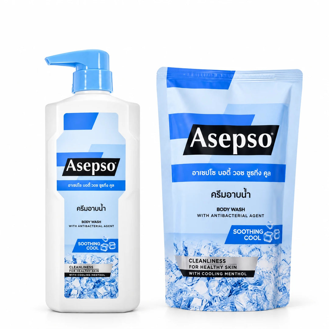 Asepso Soothing Cool Body Wash 450 ml + Refill 400 ml — product photograph