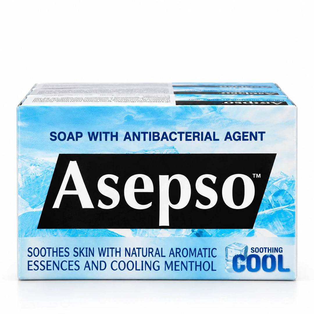 Asepso Soothing Cool Antibacterial Soap 80 g — 3, 6, 9 or 12 Bars — product photograph