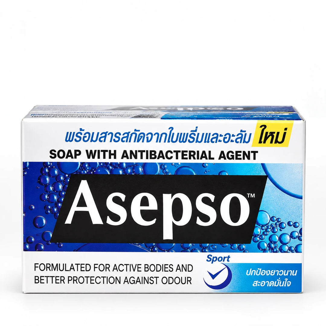 Asepso Sport Antibacterial Soap 80 g — 3, 6, 9 or 12 Bars — product photograph