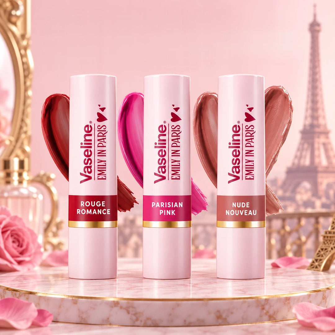 Vaseline Emily in Paris Tinted Lip Balm Set – 3 Shades × 3 g — product photograph