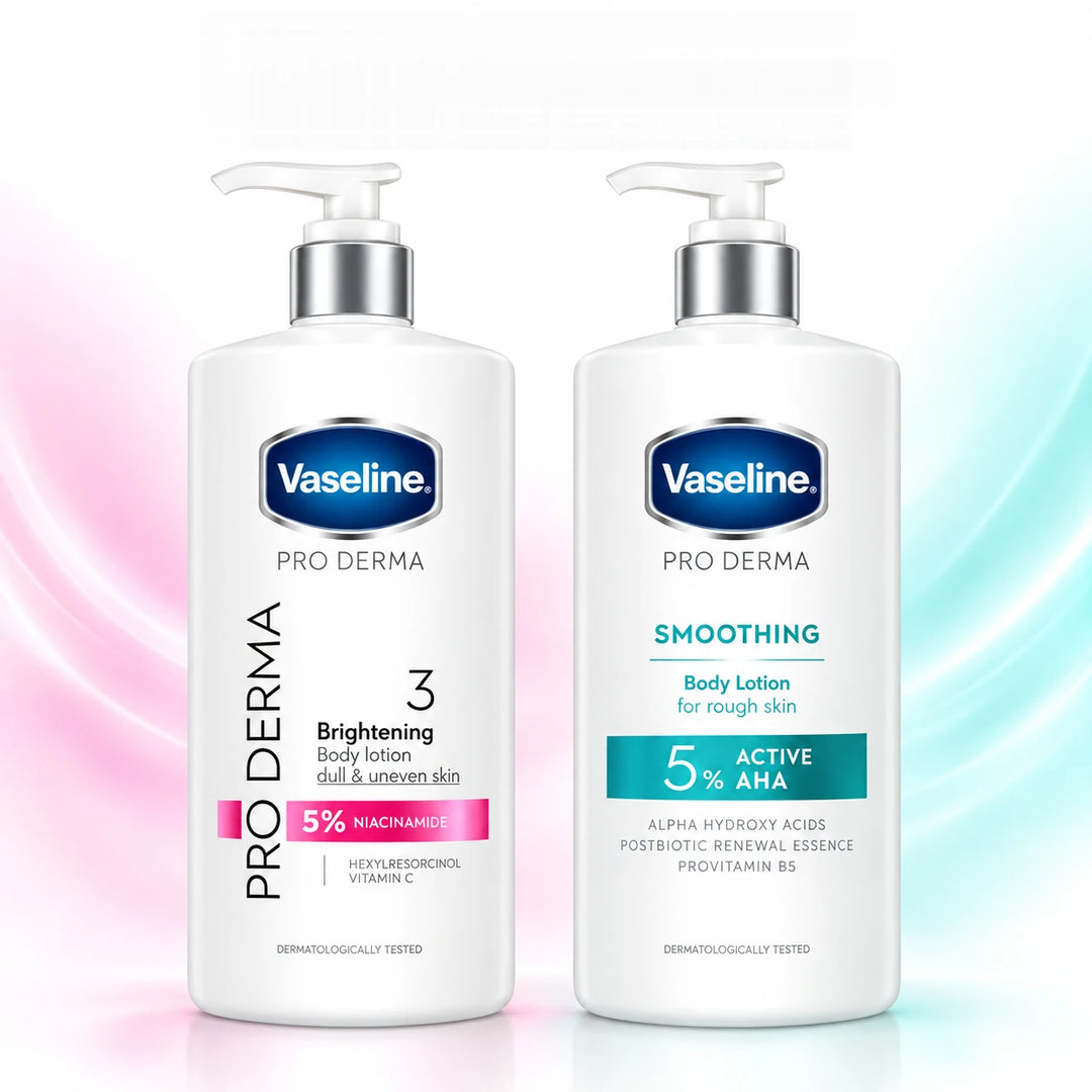 Vaseline Pro Derma Radiance + Smoothing Body Lotion Duo 2 × 465 ml — product photograph
