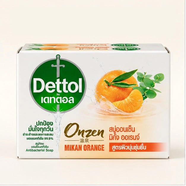 Dettol Onzen Mikan Orange Antibacterial Soap 60 g — 4, 8 or 12 Bars — product view