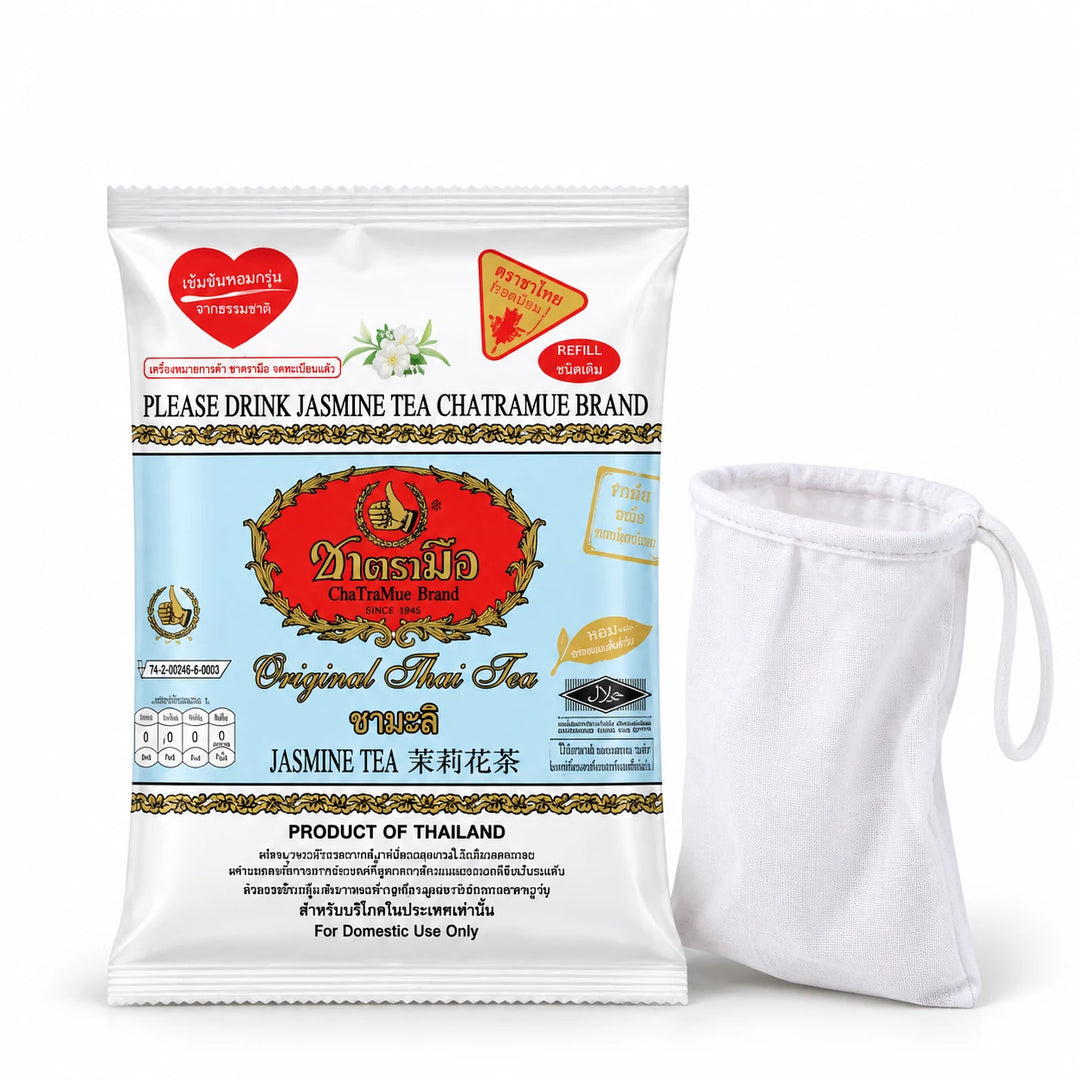 ChaTraMue Jasmine Tea 200g Bag + Filter — product view