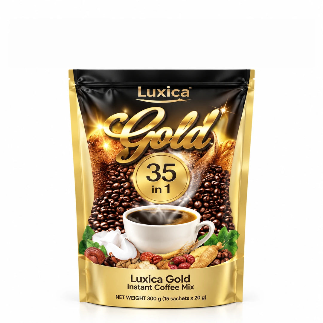 Luxica Gold 35-in-1 Herbal Instant Coffee – 15 Sachets Multipack — product view