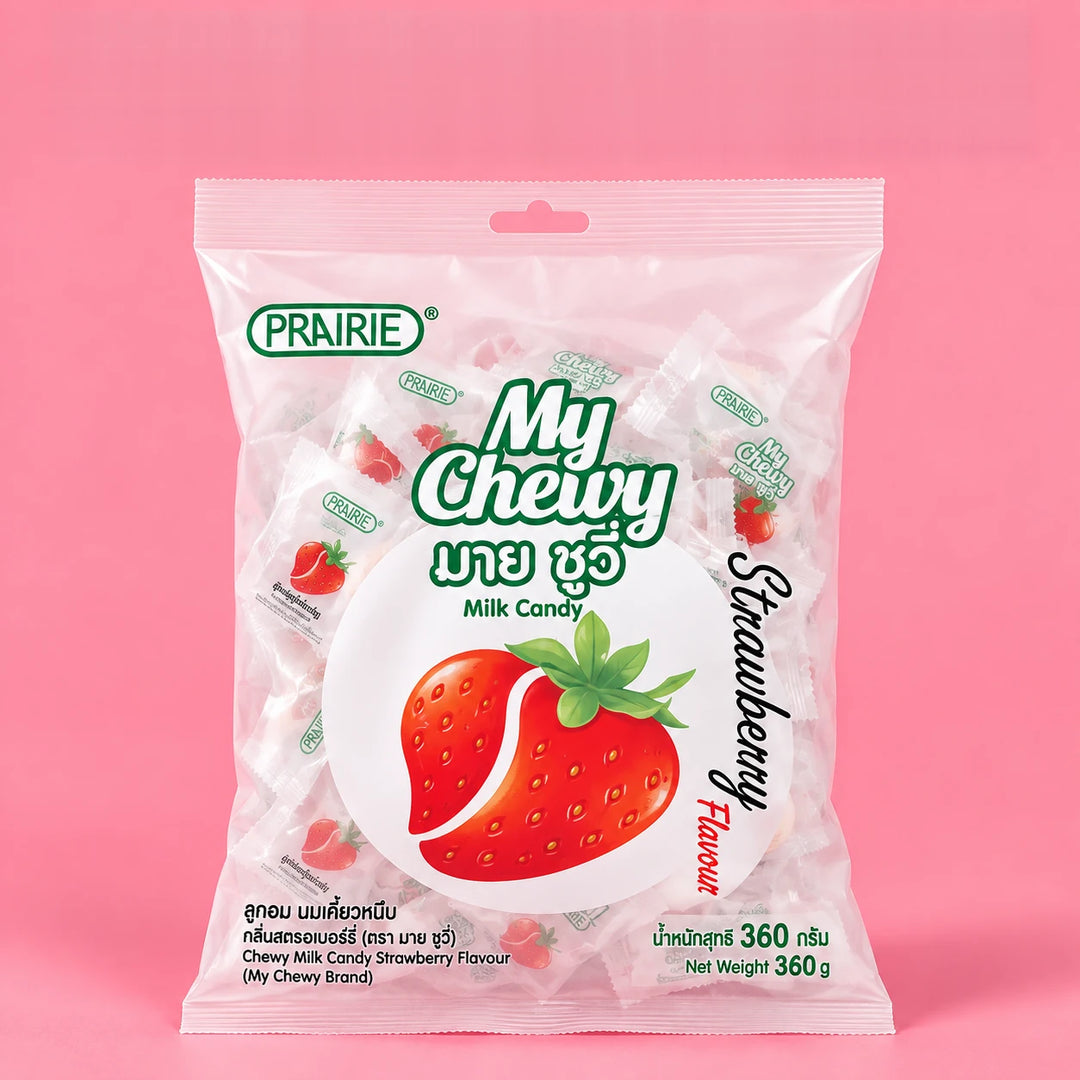 Prairie My Chewy Milk Candy Strawberry 360g – Multipack — product view