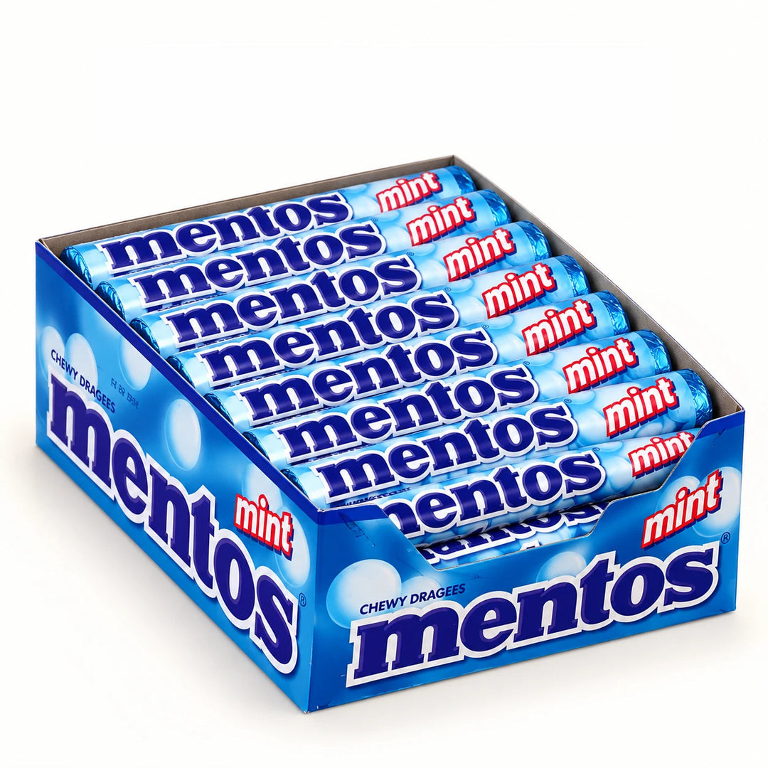 Mentos Mint Rolls Display Box – 24 × 37g — product view