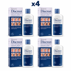 Restoria Discreet Colour Restoring Cream 4 × 250 ml: 4 bottles and 4 matching cartons on a white background
