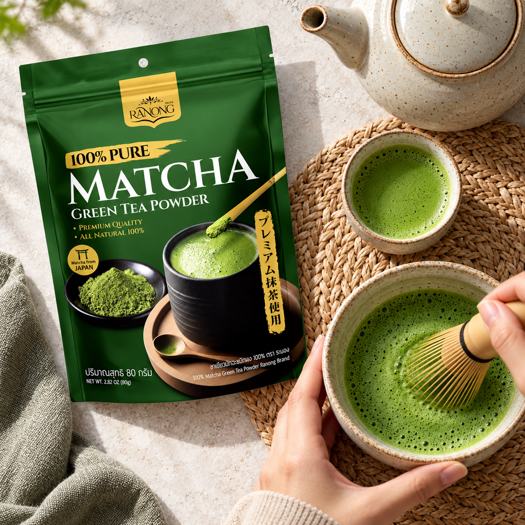 Pure Matcha Green Tea Powder — illustrative serving suggestion