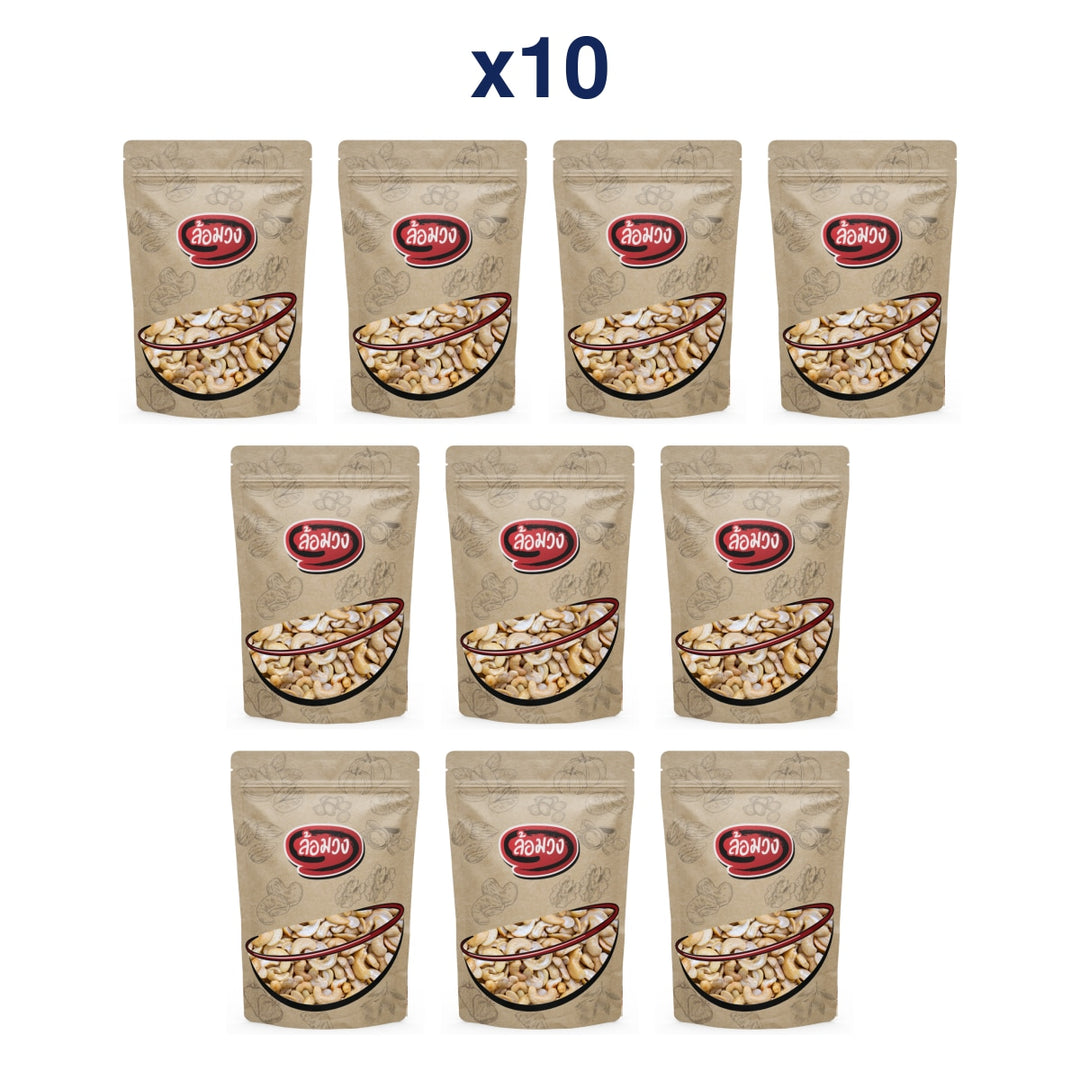Rom-Wong Fried Split Cashews — Pack of 10 | 100 g Each — retail pack quantity