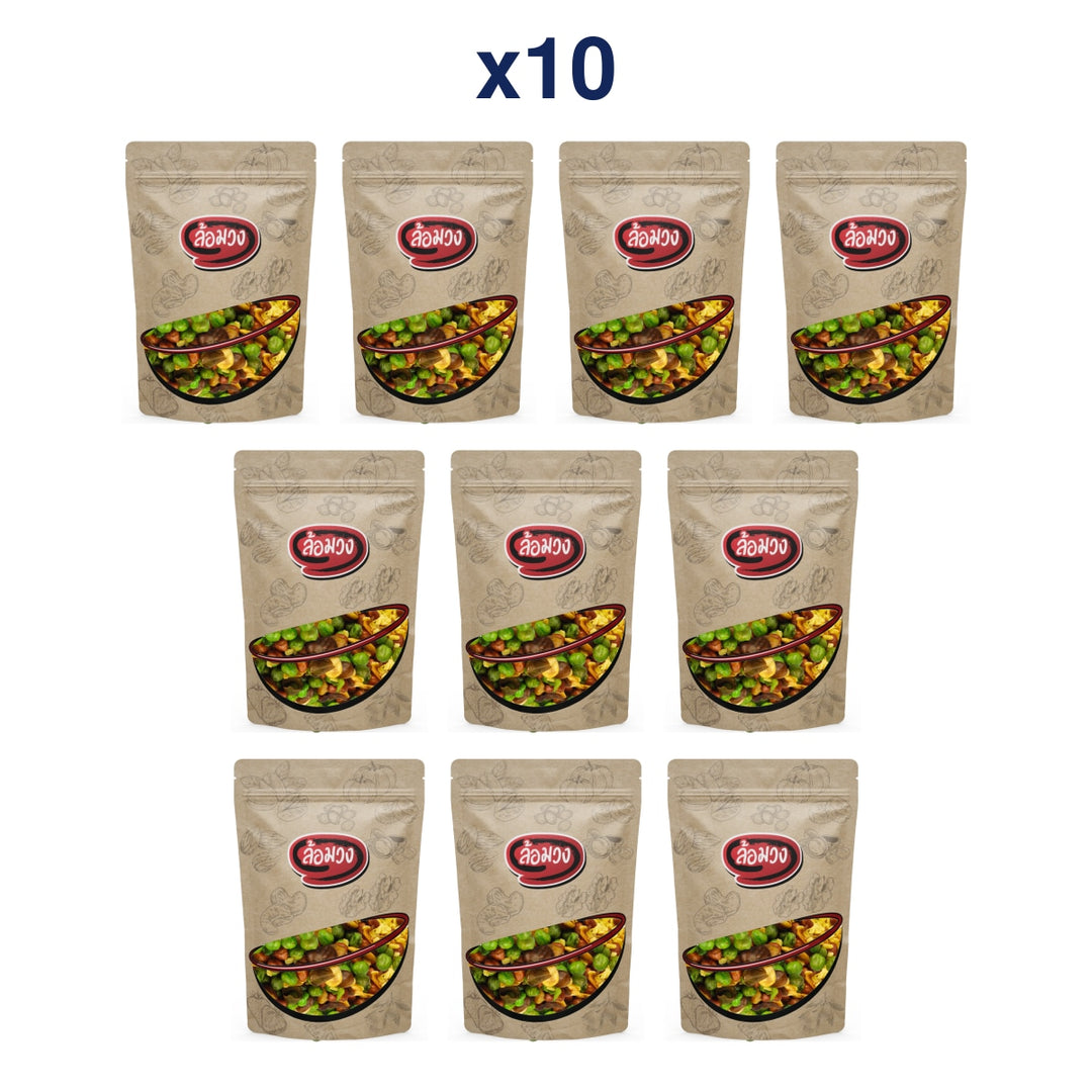 Rom-Wong Mixed Fried Beans and Peanuts — Pack of 10 | 100 g Each — retail pack quantity
