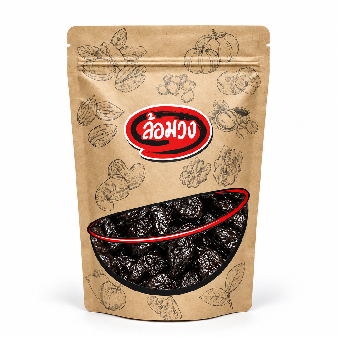 Rom-Wong sealed retail pouch, Rom-Wong Dried Pitted Prunes — 1 Pack | 100 g / 500 g / 1 kg