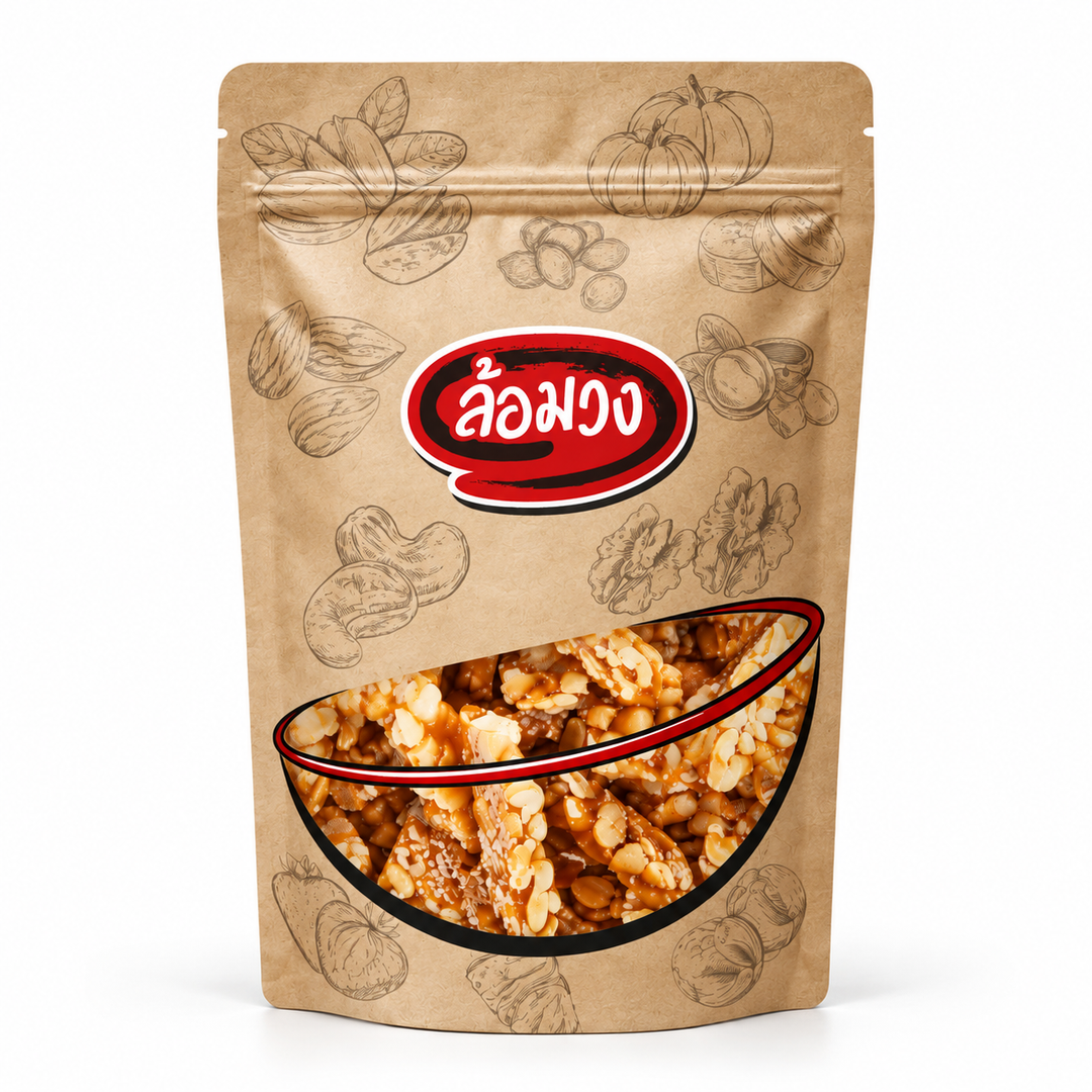 Rom-Wong sealed retail pouch, Rom-Wong Peanut Brittle Bars — 1 Pack | 500 g / 1 kg