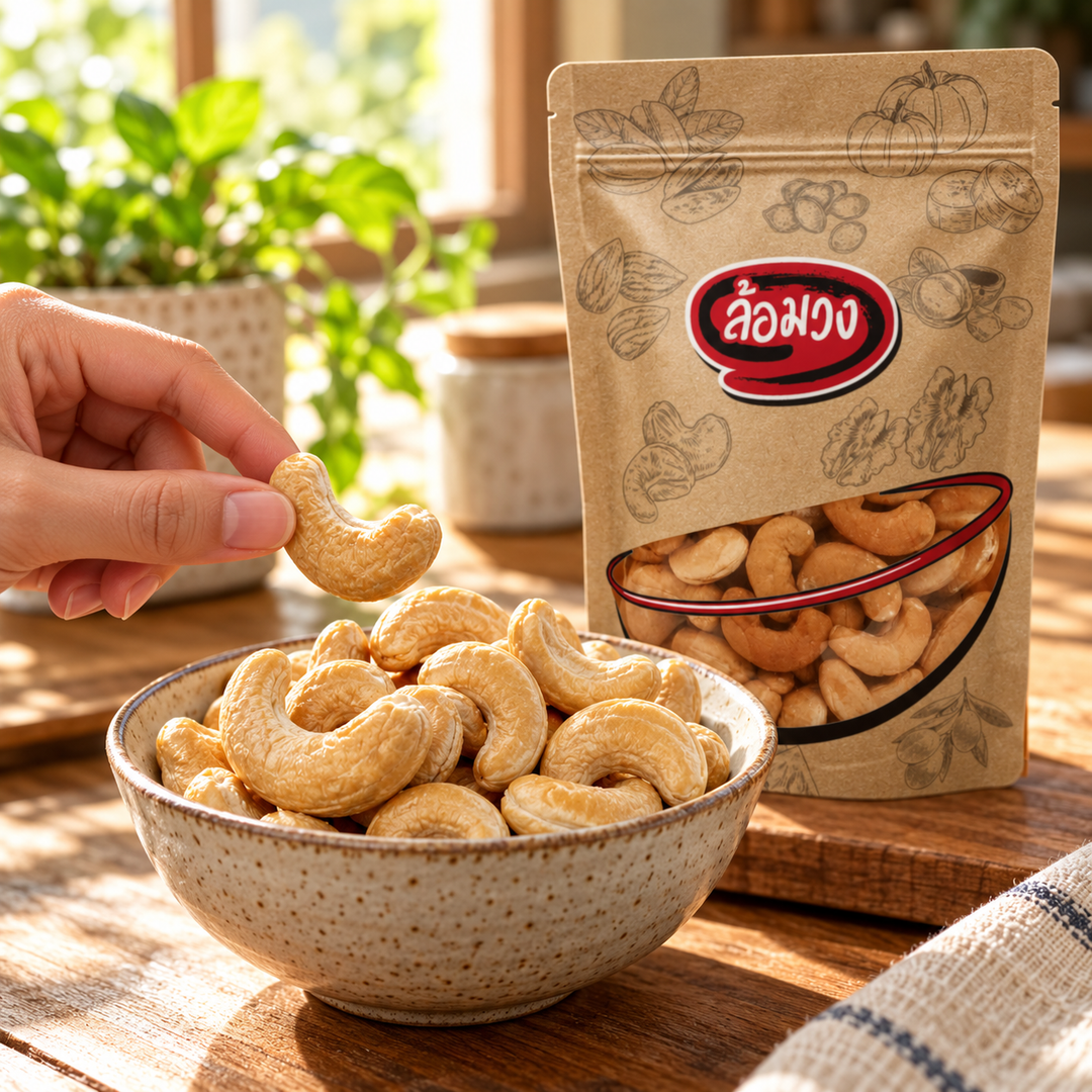 Rom-Wong Plain Roasted Jumbo Cashews serving suggestion