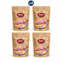 4 closed Rom-Wong retail pouches: Rom-Wong Crispy Freeze-Dried Yogurt — Pack of 4 | 150 g Each