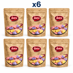 6 closed Rom-Wong retail pouches: Rom-Wong Crispy Freeze-Dried Yogurt — Pack of 6 | 150 g Each