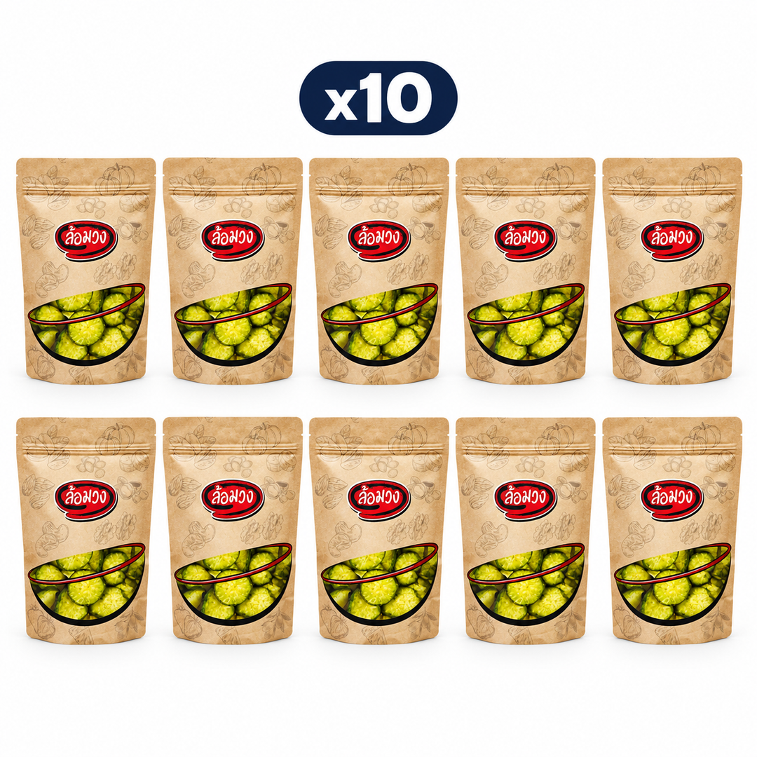 10 closed Rom-Wong retail pouches: Rom-Wong Crispy Green Radish — Pack of 10 | 150 g Each