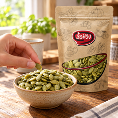 Rom-Wong Plain Roasted Hulled Pumpkin Seeds serving suggestion