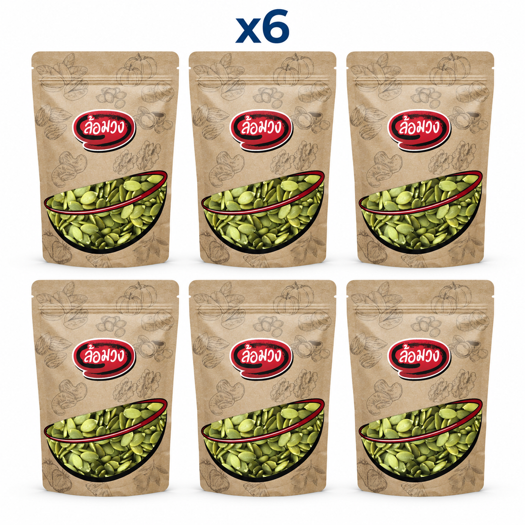 Rom-Wong Plain Roasted Hulled Pumpkin Seeds pack of 6