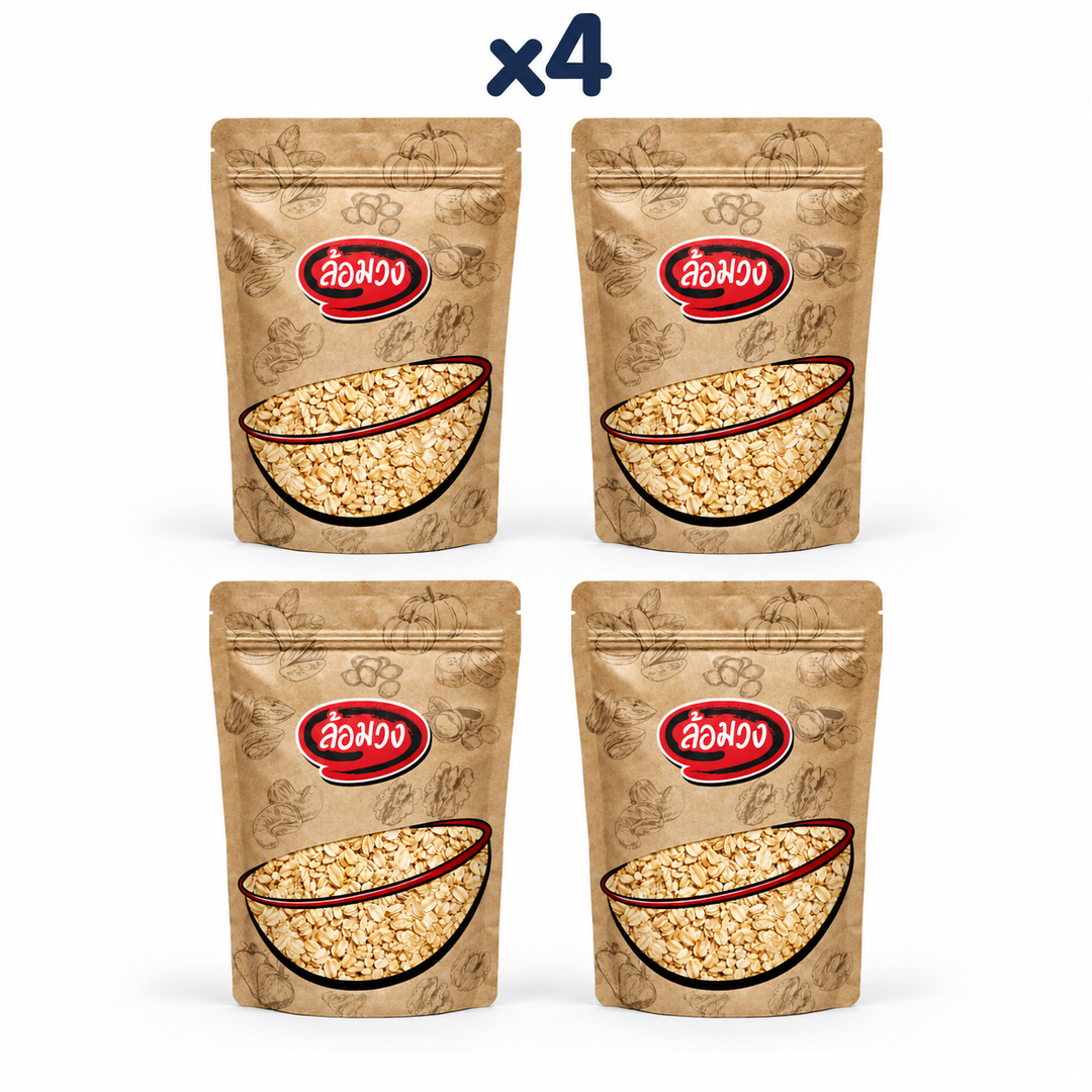 4 closed Rom-Wong retail pouches: Rom-Wong Rolled Oats — Pack of 4 | 200 g / 500 g Each