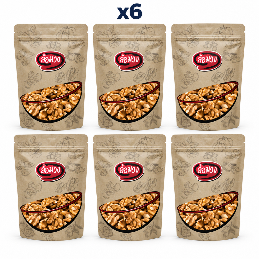 Rom-Wong Plain Roasted Walnuts — 6 sealed retail pouches