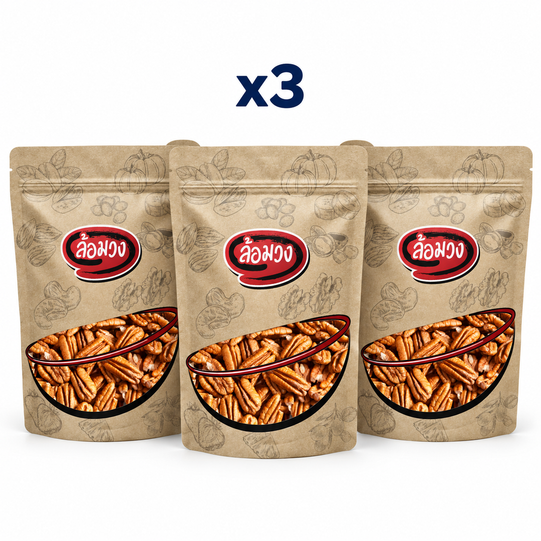 Rom-Wong Plain Roasted Pecans — 3 sealed retail pouches