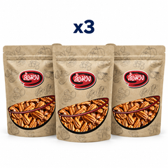 Rom-Wong Plain Roasted Pecans — 3 sealed retail pouches
