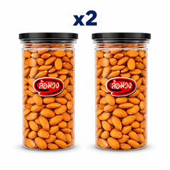 Rom-Wong plain roasted almonds — 2 closed 400 g retail jars