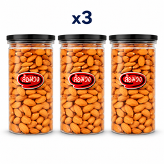 Rom-Wong plain roasted almonds — 3 closed 400 g retail jars