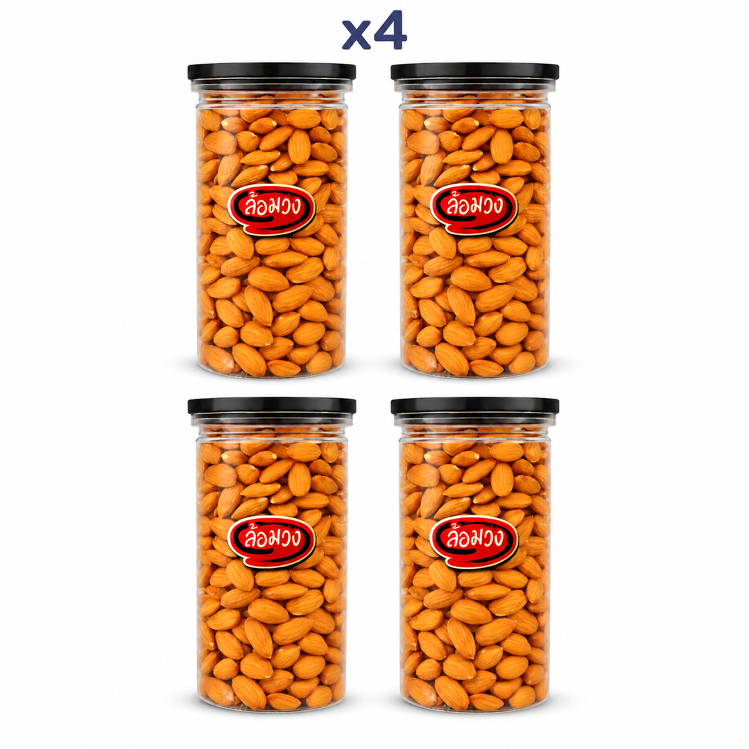 Rom-Wong plain roasted almonds — 4 closed 400 g retail jars