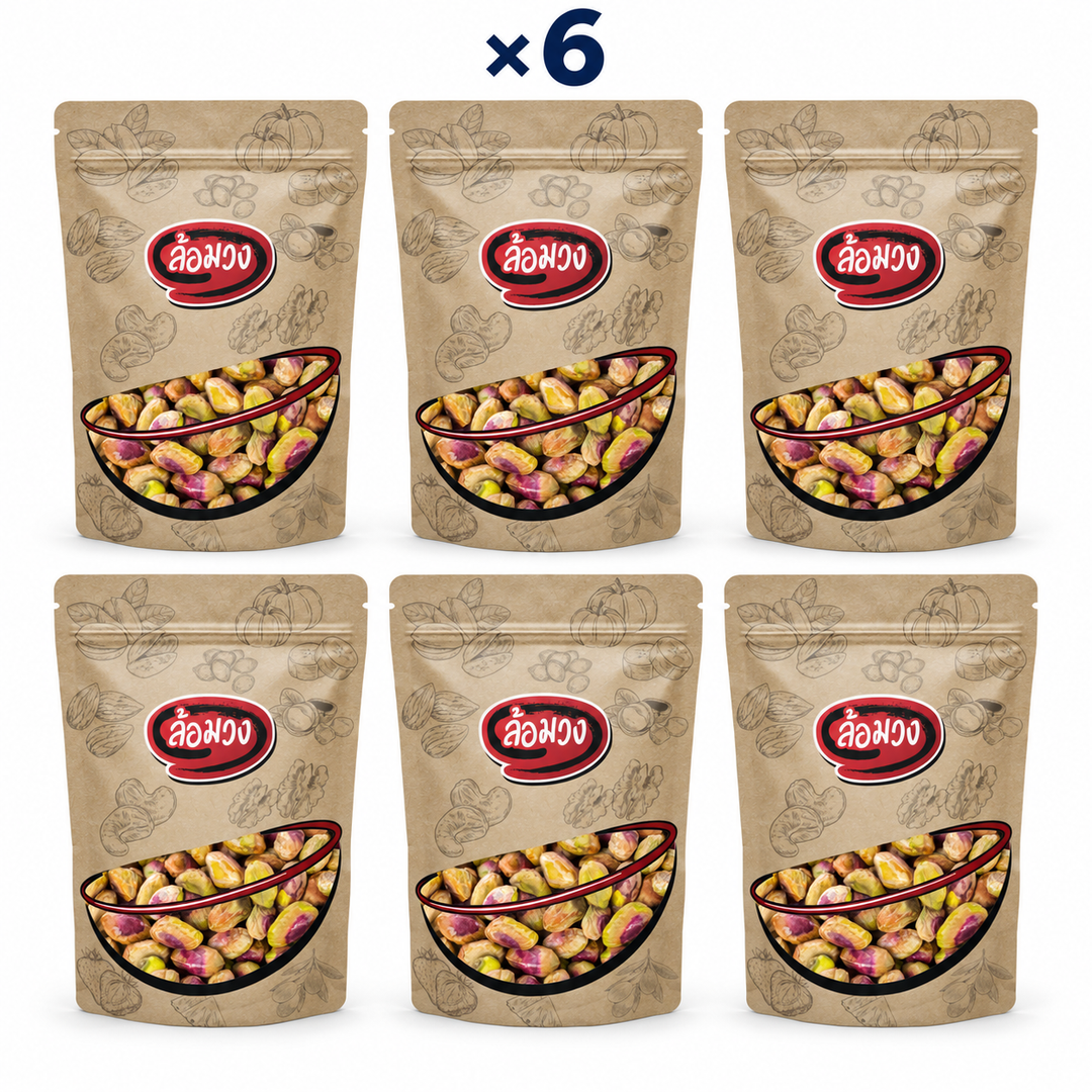 Rom-Wong plain roasted shelled pistachios — 6 sealed retail pouches