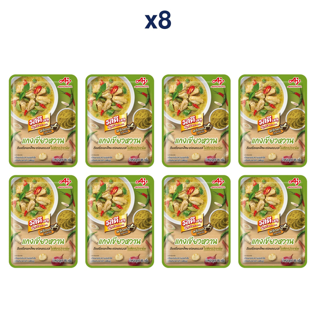 RosDee Menu Ready-to-Cook Green Curry Paste — Pack of 8 | 80 g Each — exact number of retail packs