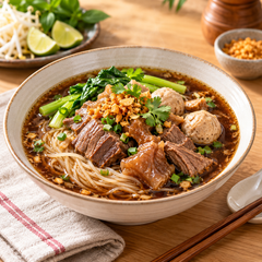 RosDee Liquid Noodle Soup Base, Dark Naam Khon — Pack of 10 | 350 g Each — serving or preparation suggestion