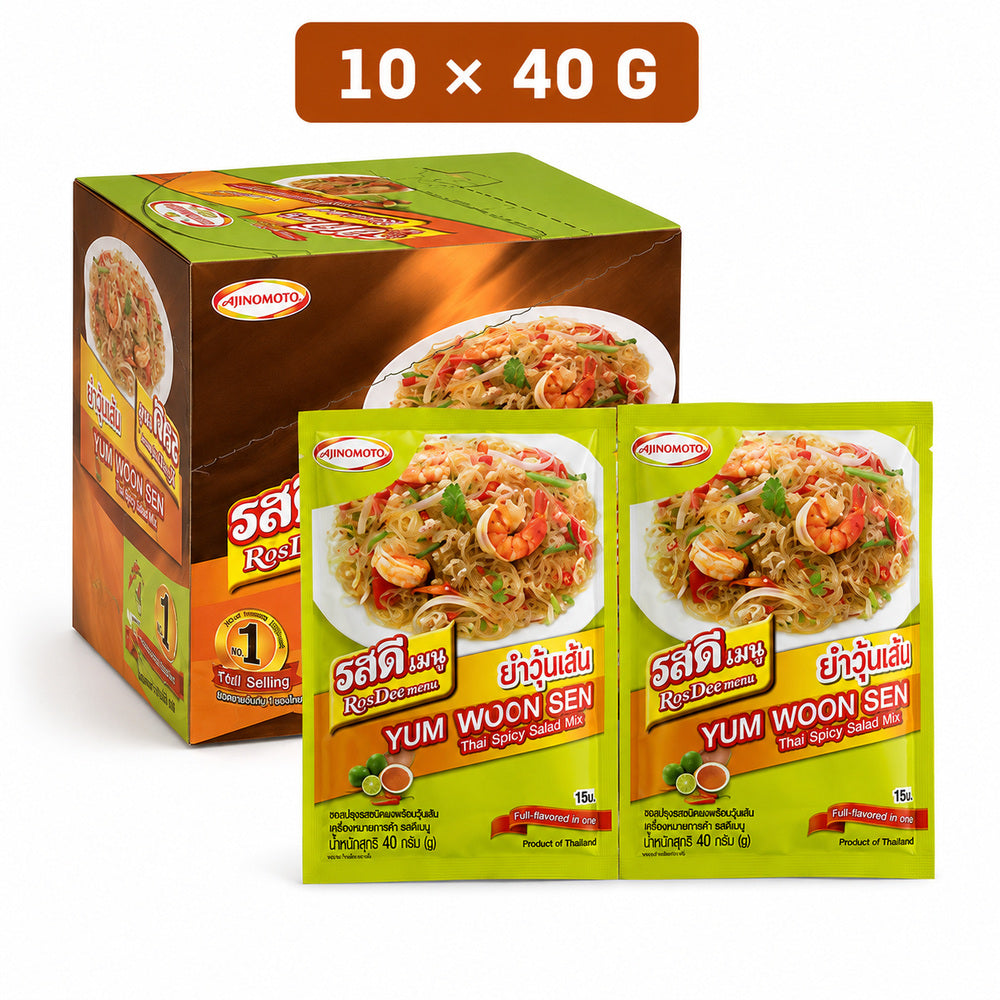 RosDee Menu Yum Woon Sen Thai Spicy Salad Mix 40g x 10 sachets with carton