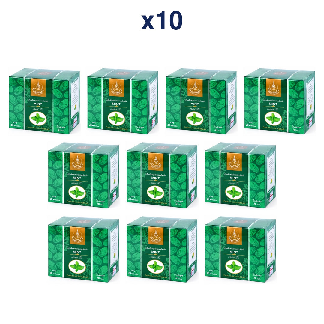 Royal Project Mint Herbal Infusion 20 Tea Bags × 1.5 g (30 g per Pack) — Pack of 10 — exact quantity