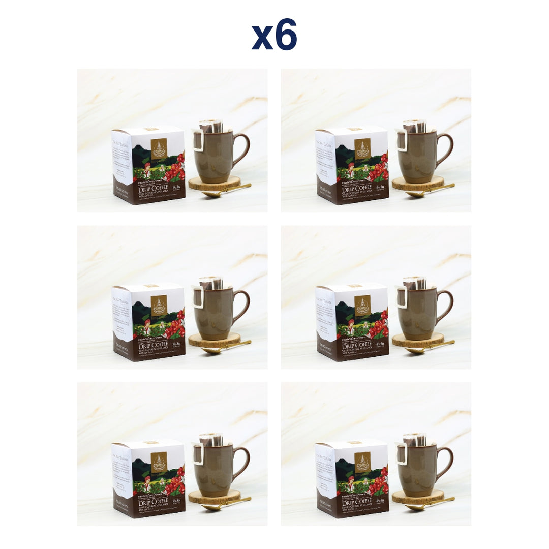 Royal Project Mae La Noi Arabica Drip Coffee – Dark Roast 120 g — Drip Filter Coffee Box — Pack of 6 — exact retail package quantity