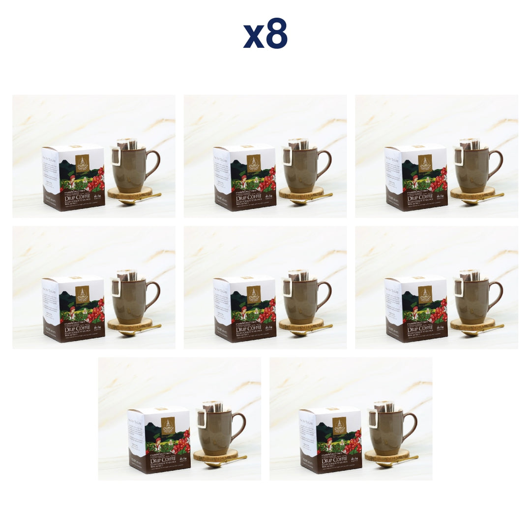 Royal Project Mae La Noi Arabica Drip Coffee – Dark Roast 120 g — Drip Filter Coffee Box — Pack of 8 — exact retail package quantity