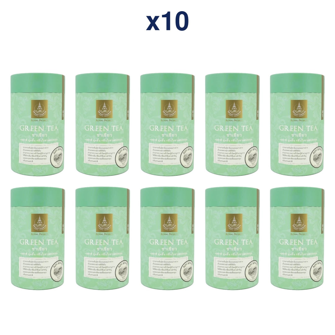 Royal Project Organic Angkhang Green Tea 60 g — Loose Tea Tin — Pack of 10 — exact retail package quantity