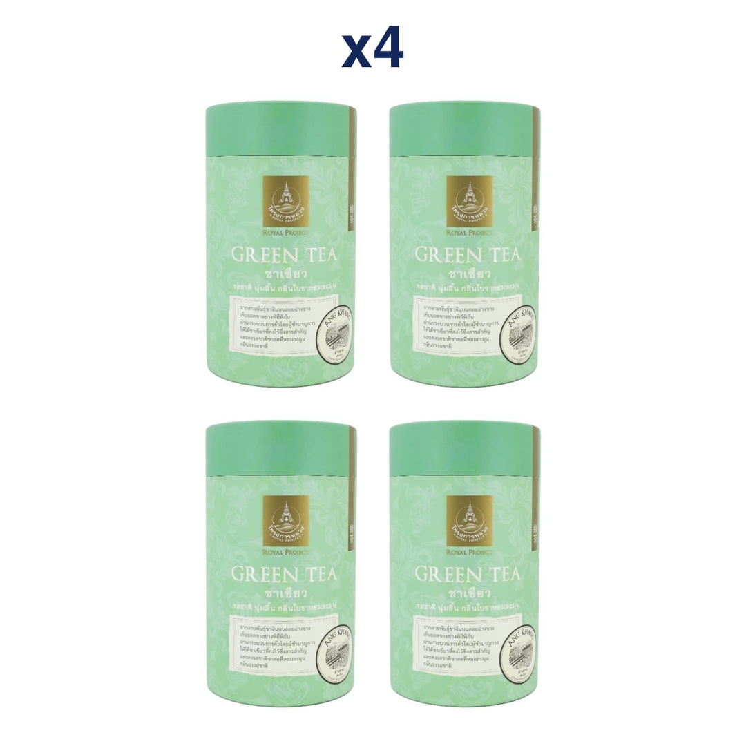 Royal Project Organic Angkhang Green Tea 60 g — Loose Tea Tin — Pack of 4 — exact retail package quantity