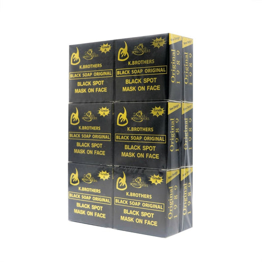 K Brothers Original Black Soap – Dark Spot Remover & Face Mask Treatment – 50g x 12 Bars