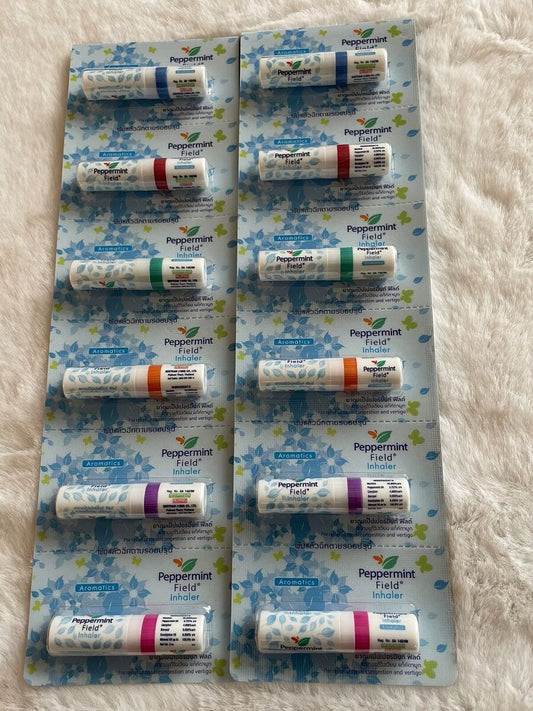 Peppermint Field Inhaler – Thai Herbal Nasal Stick with Essential Oils, 6 Sticks x 2 Packs (Total 12 Inhalers)